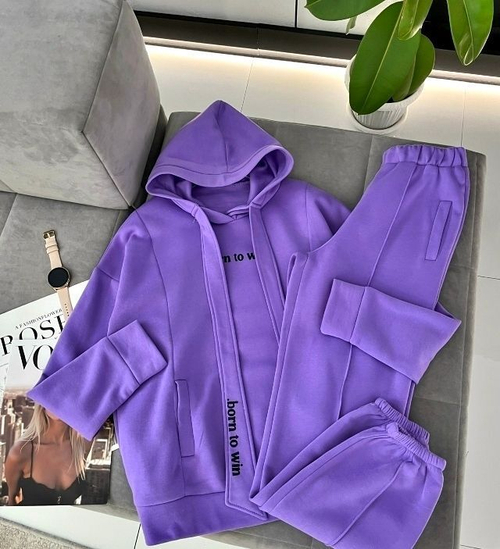 Костюм двойка женский, флис, цвет сиреневый