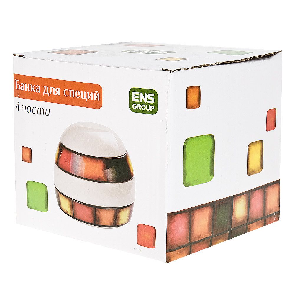 Банка для специй (4секции) " " 15*15*14см. v=350мл. (подарочная упаковка)