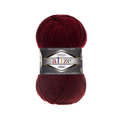 Пряжа Alize (Ализе) Superlana Midi / уп.5 мот. по 100 г, 170м, 057 бордовый A