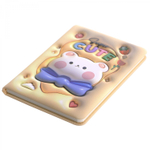 Записная книжка 13,0 см * 18,0 см , 7БЦ, Alingar, PU, поролон, конгрев, эффект 3D, 80л., линия, "Мишка", желтый