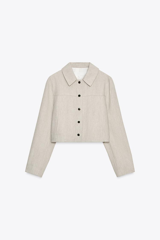 ZARA КУРТКА С ДЕКОРАТИВНОЙ СТРОЧКОЙ, ПЕСОЧНЫЙ