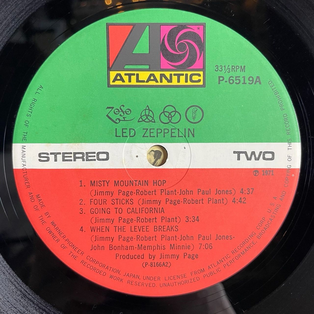 Винтажная виниловая пластинка LP Led Zeppelin IV (Japan 1979) (No Obi) Stairway To Heaven