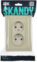 SKANDY Розетка 2-местная без заземления без защитных шторок для плоской вилки 10А SK-R03B стекло бежевый IEK