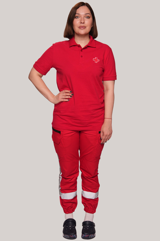 Брюки-джоггеры демисезонные женские Скорая помощь MedicLine цв. Красный