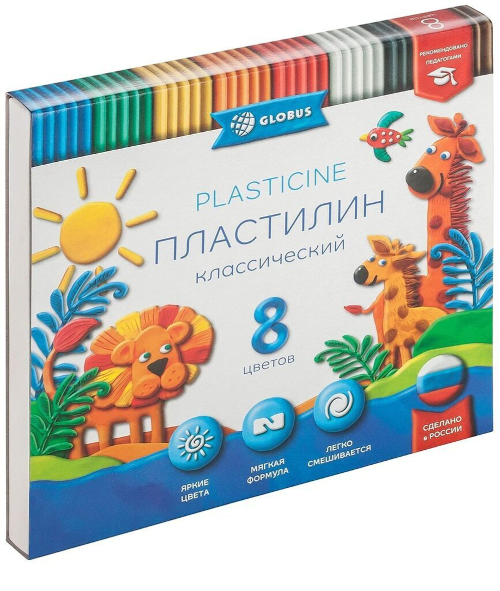Пластилин 8цв 160гр. КЛАССИЧЕСКИЙ к/к, стек