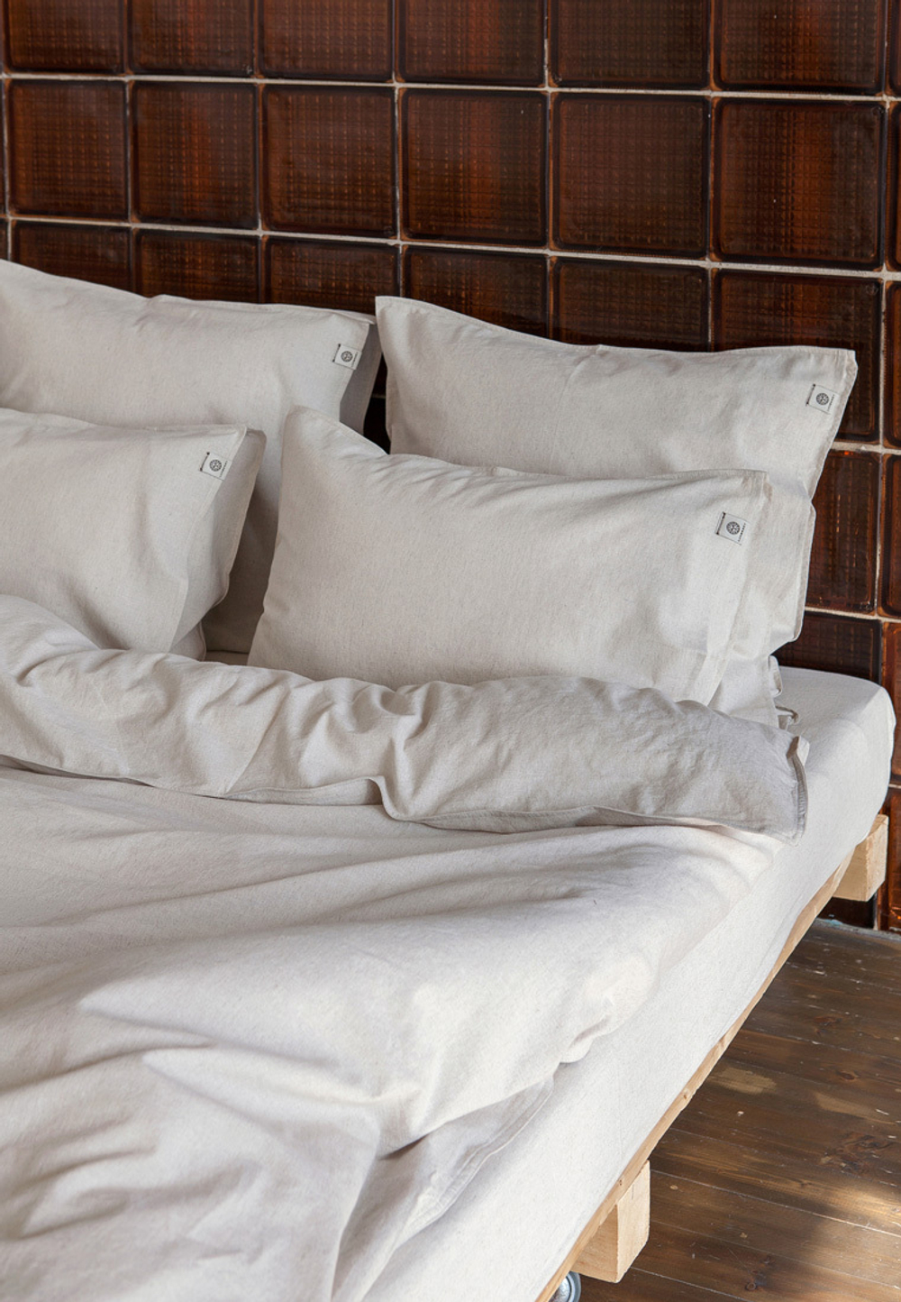 Постельное белье 1.5 спальное Luxberry коллекция Лен и Хлопок бежевое