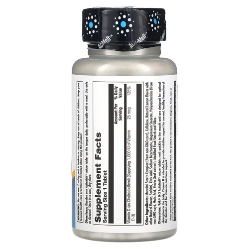 KAL, D-3, лимонное безе, 25 мкг (1000 МЕ), 100 мини-таблеток