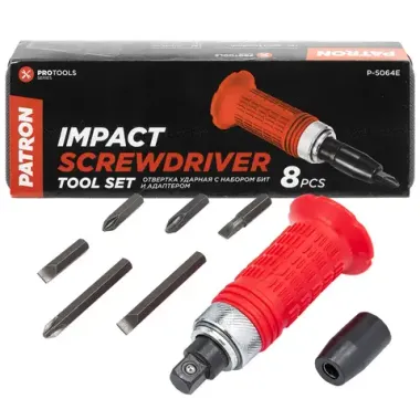 Отвертка ударная с набором бит и адаптером 8пр.