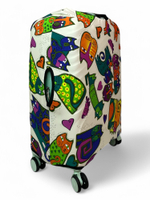 Чехол на чемодан 24", цвет белый/разноцветный, Коты