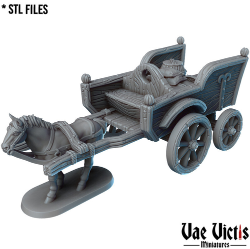 Телега купца с лошадью террейн миниатюра для dnd, днд, pathfinder, фентези, Настольная игра, НРИ, Варгейм, РПГ