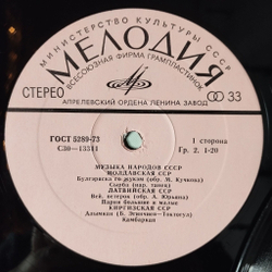 Винтажная виниловая пластинка LP Сборник Музыка Народов СССР Music Of The Peoples Of The USSR (СССР 1980)