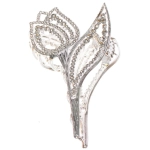Заколка - краб для волос со стразами на блистере «ДЕ Палма», тюльпан, цвет золото и серебро, 12*5.5см (пакет с подвесом)