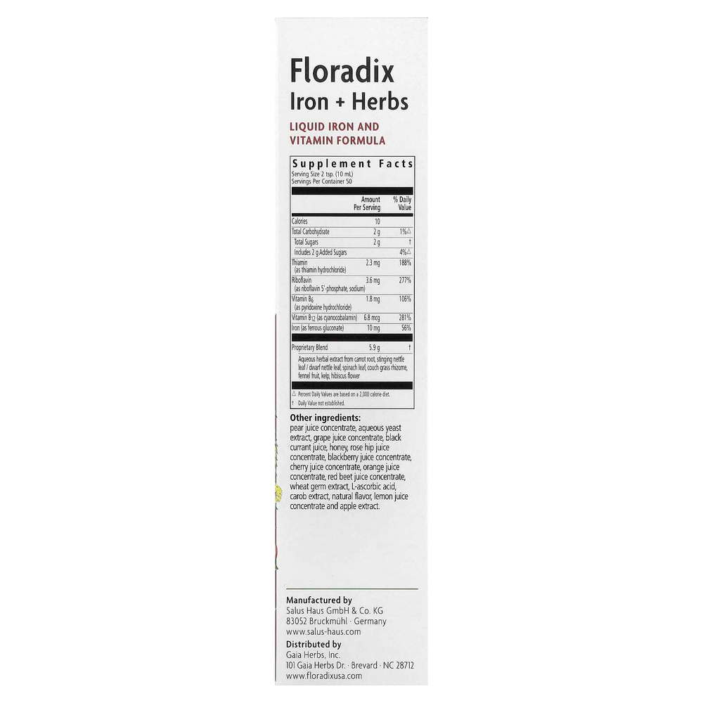 Floradix, Floradix, железо и травы, 500 мл (17 жидк. унц.)