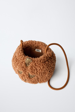 ZARA СУМКА ЧЕРЕЗ ПЛЕЧО «ТЫКВА ИЗ ИСКУССТВЕННОЙ ОВЧИНЫ», ОРАНЖЕВЫЙ