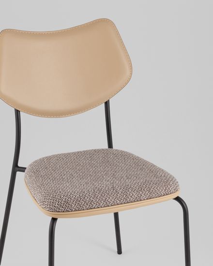 Стул обеденный Casey серо-коричневый с бежевой экокожей