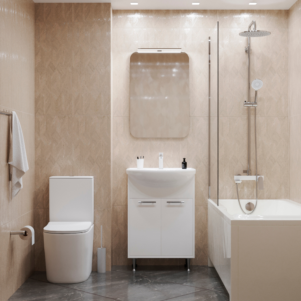 Тумба д/ванной "АлАн-60" белый 2 створки  под раковину Уют-60 (Rosa) (ЛДСП) (разбор)