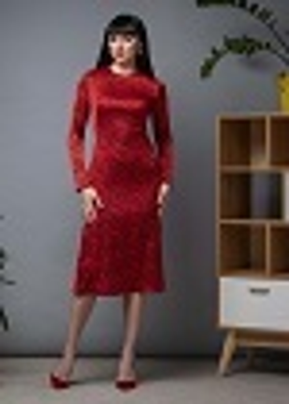 07-01-23 FW Платье из тонкого принтованного крепа красное с чёрным