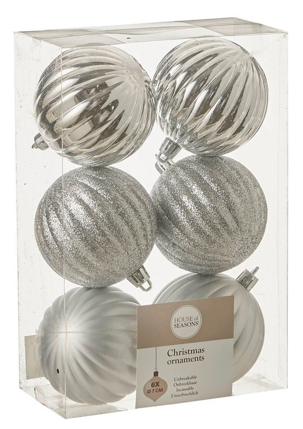 Набор шаров 6шт 7см House of Seasons серебряный