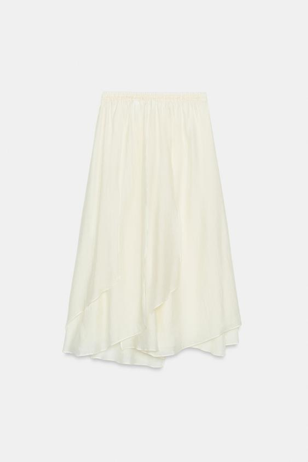 ZARA ЖЕНСКАЯ СТРУЯЩАЯСЯ ЮБКА МИДИ — ZW COLLECTION, ЭКРЮ