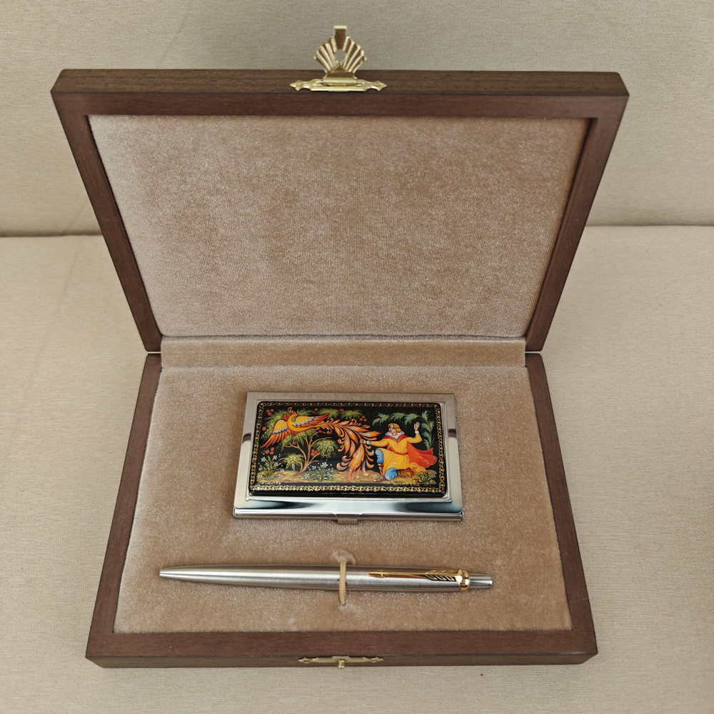 Набор подарочный "Иван-царевич и Жар-птица" с ручной росписью в футляре