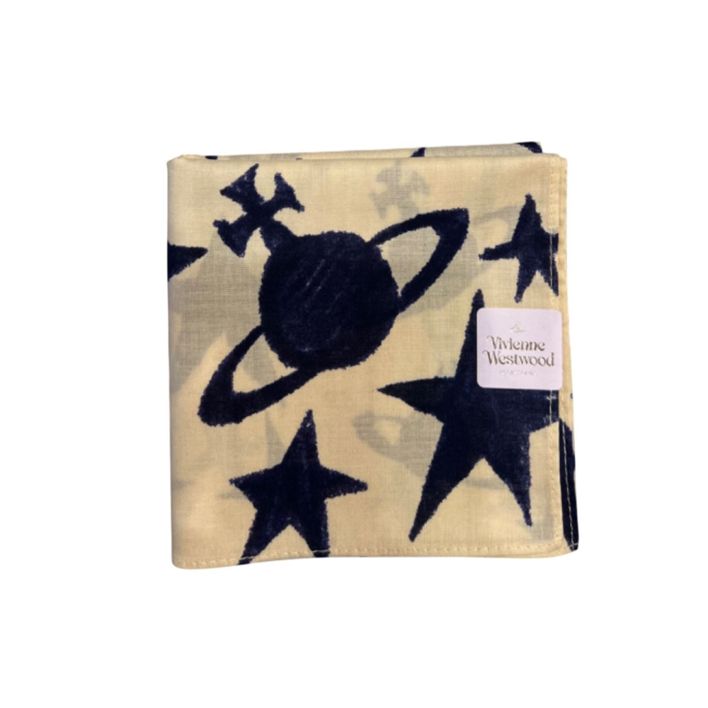 VIVIENNE WESTWOOD ПЛАТОК БЕЖЕВЫЙ ПРИНТ ORBS AND STARS С ЛОГОТИПОМ БРЕНДА