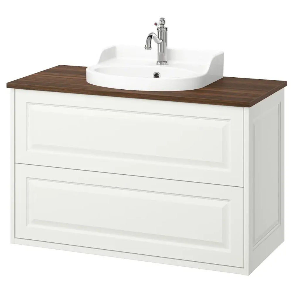 Тумба для ванной - TÄNNFORSEN / RUTSJÖN / TАNNFORSEN / RUTSJОN IKEA/ ТАНФФОРСЕН/РУСТЕН ИКЕА, 102х76 см, белый/коричневый