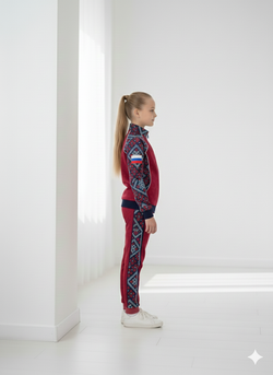 Red sports team suit with Ethnic pattern