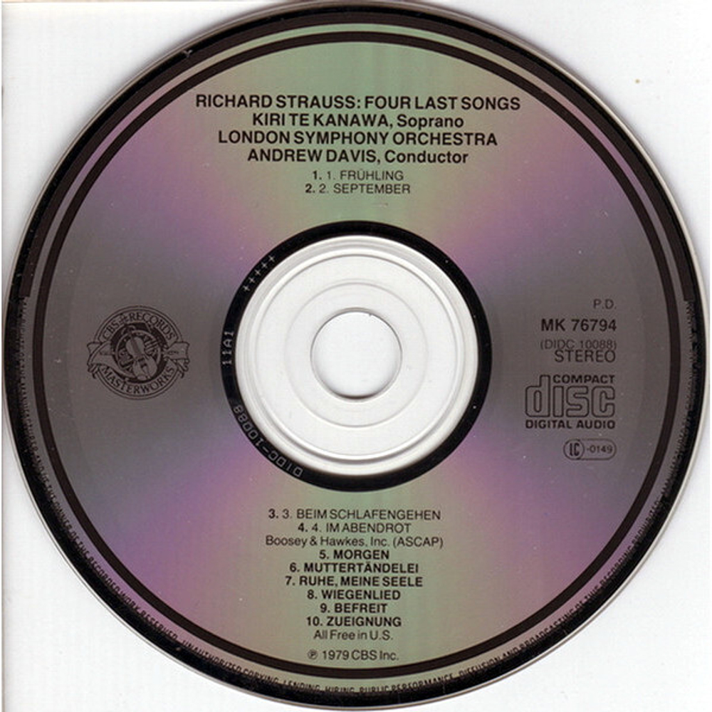 Kiri Te Kanawa, Andrew Davis, London Symphony Orchestra / Richard Strauss: Four Last Songs, Orchestral Songs (CD)