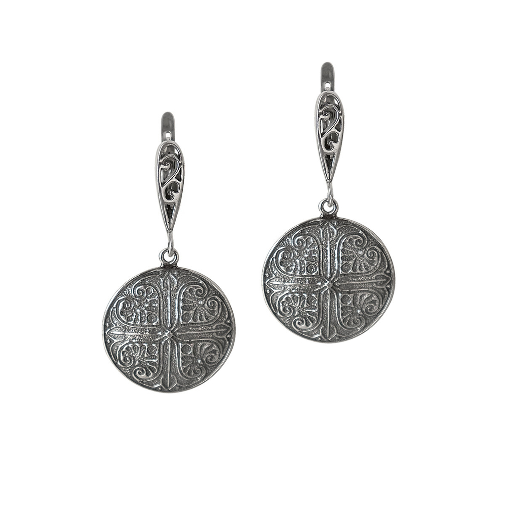 "Сибель 2" серьги в серебряном покрытии из коллекции "Турция" от Jenavi  с английским замком