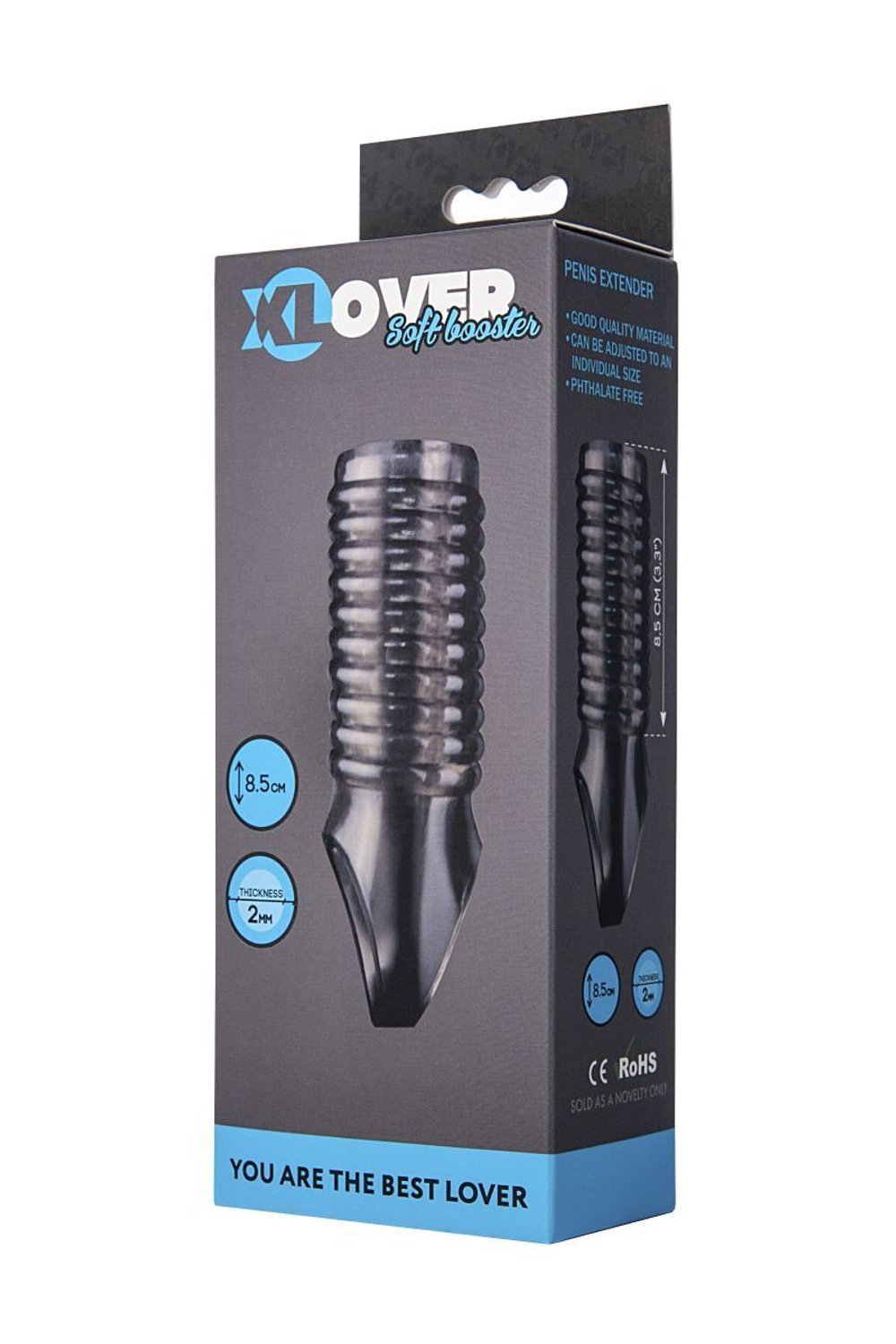 Дымчатая насадка с рёбрышками и подхватом мошонки ToyFa XLover - 12,5 см. (Цвет: черный)