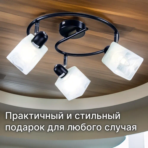 Светильник потолочный, спот РОССВЕТ РС21344 BK+CR/3C, 3*E14 60 Вт