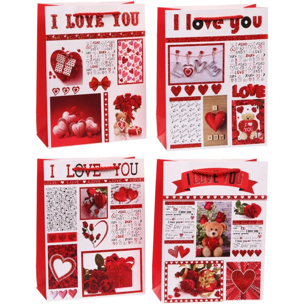 Пакет подарочный «I LOVE YOU!» 18*24*8,5 см, микс