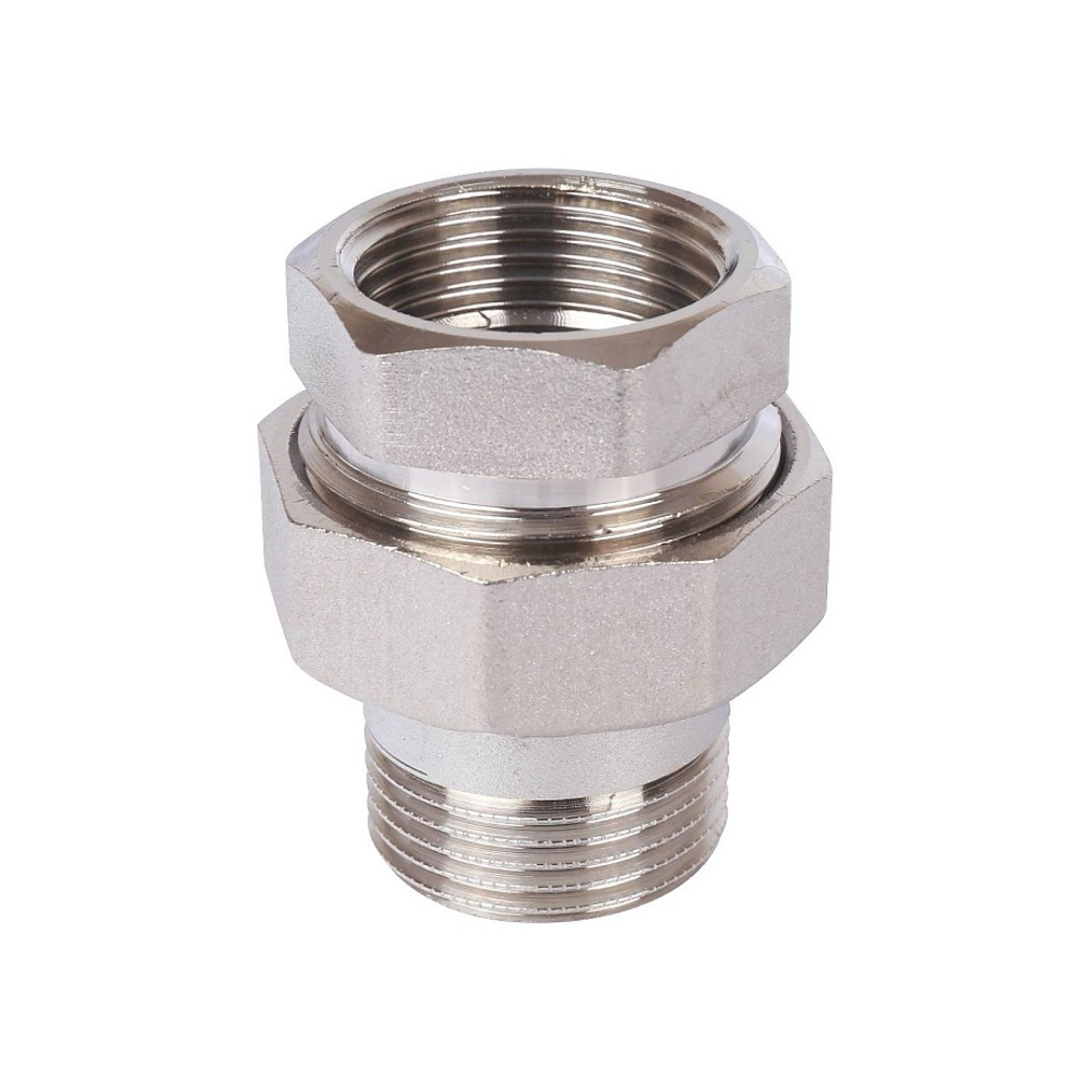 Соединение быстроразъемое (американка) STOUT - 1" (ВР/НР, латунь никелированая, плоск.уплотнение)