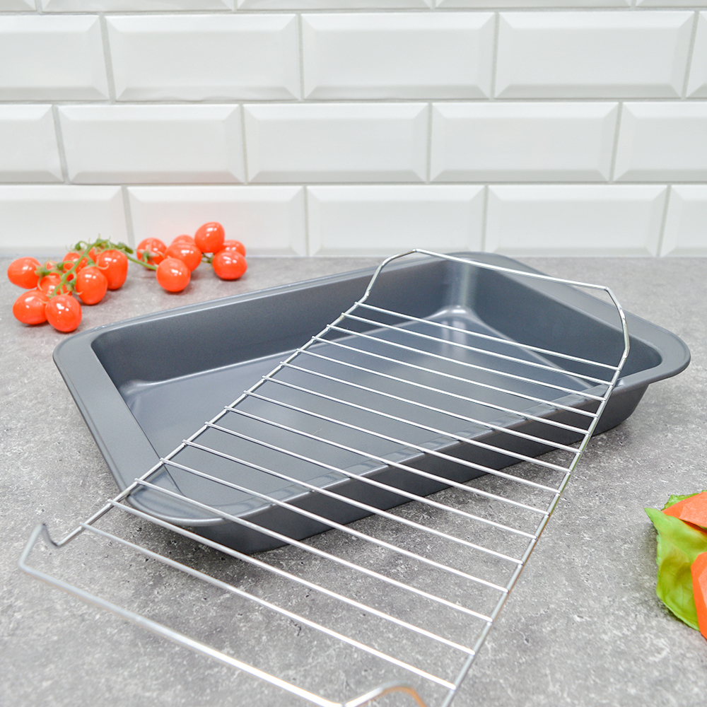 Противень с решеткой, 25,2*37,2*5,5см, 544гр, NN16413-01