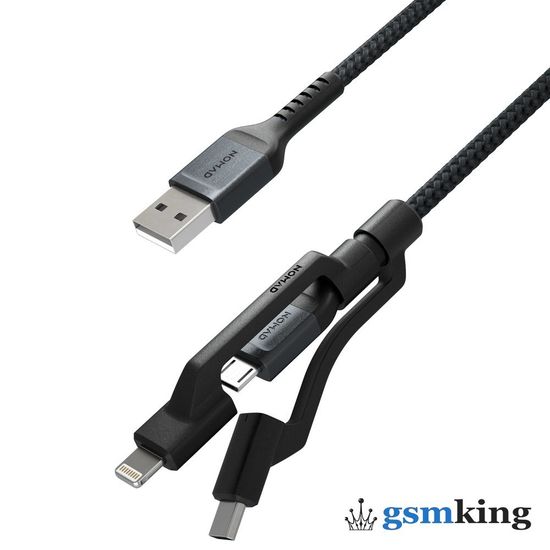 Nomad Universal Cable USB-A to Micro USB, USB-C, and Lightning 0.3m Black NM01511B00