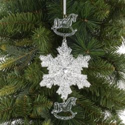 GAEM Украшение новогоднеe подвеска"Снежинка с лошадками", L11,5 W0,5 H24 см