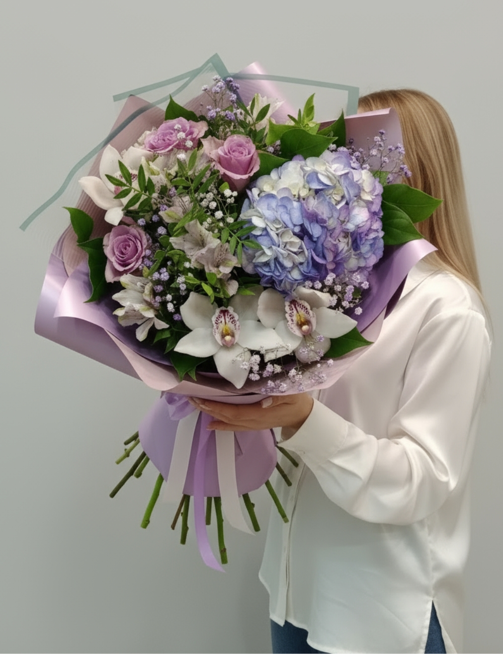 Букет с гортензией Лавандовый ветер