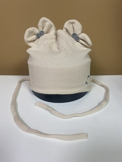 Шапка трикотажная однослойная на девочку на завязках из хлопка на размер 44-48, цвета в ассортименте