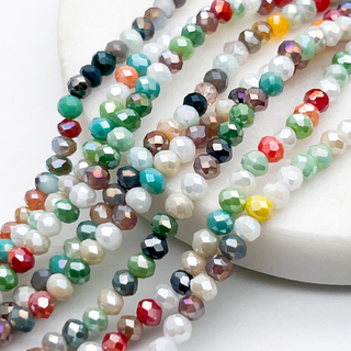 Бусины стекло, цвет микс, размер около 3*4 мм, цена за нить 38 см