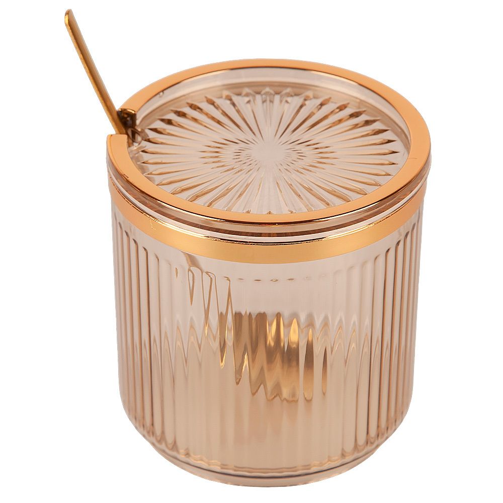 Банка для сыпучих продуктов с ложкой (золотая) h=8,8см,v=400мл (акрил,нержавеющая сталь) (индивидуа