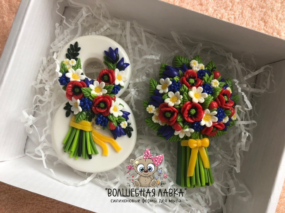Силиконовая форма 8 с полевыми цветами