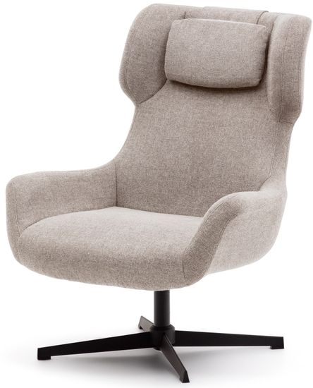 Zalina Вращающееся кресло с подлокотниками из бежевой синели Испания La Forma