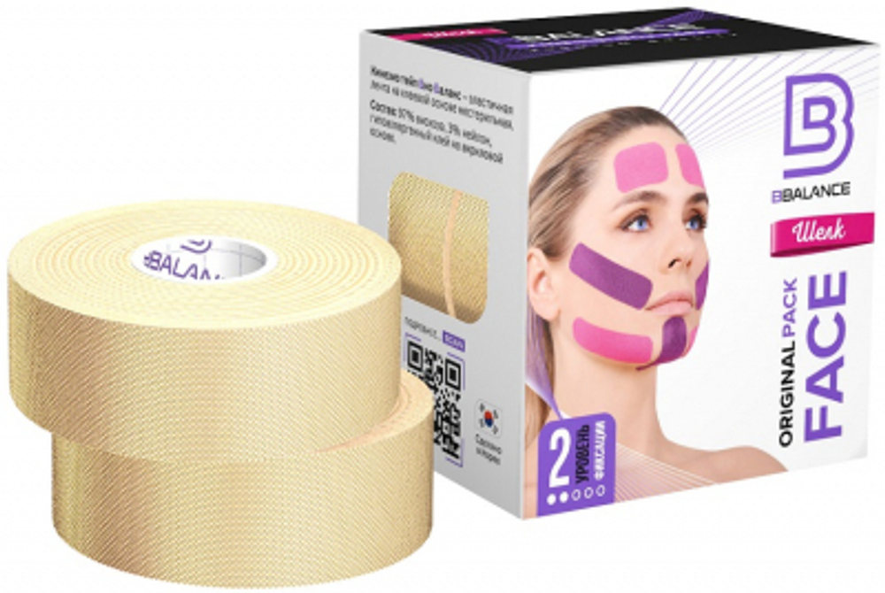 Кинезио тейп BBTape 2,5см*5м FACE PACK ICE SILK