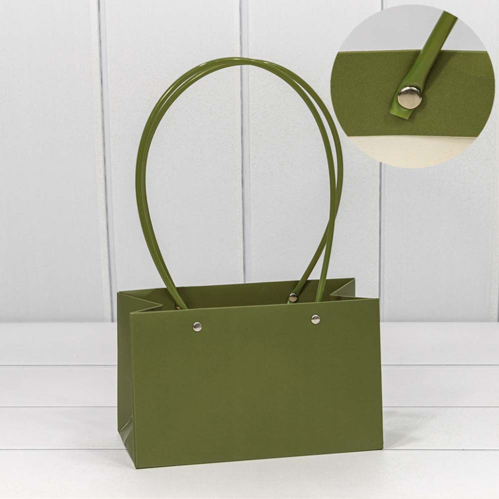 Пакет подарочный 22х13.5х11см Ваза для цветов (Зеленый)