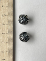 U1113 Бусина узорная с полосками 11*13мм, нерж. сталь с чернением