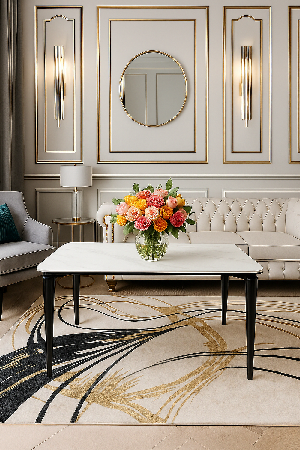 Стол обеденный Ist Casa Блум, 160х90х75 см, белая керамика, черный