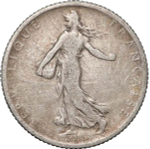 France, 1 Franc, 1899 – "La Semeuse" (Paris Mint), VG