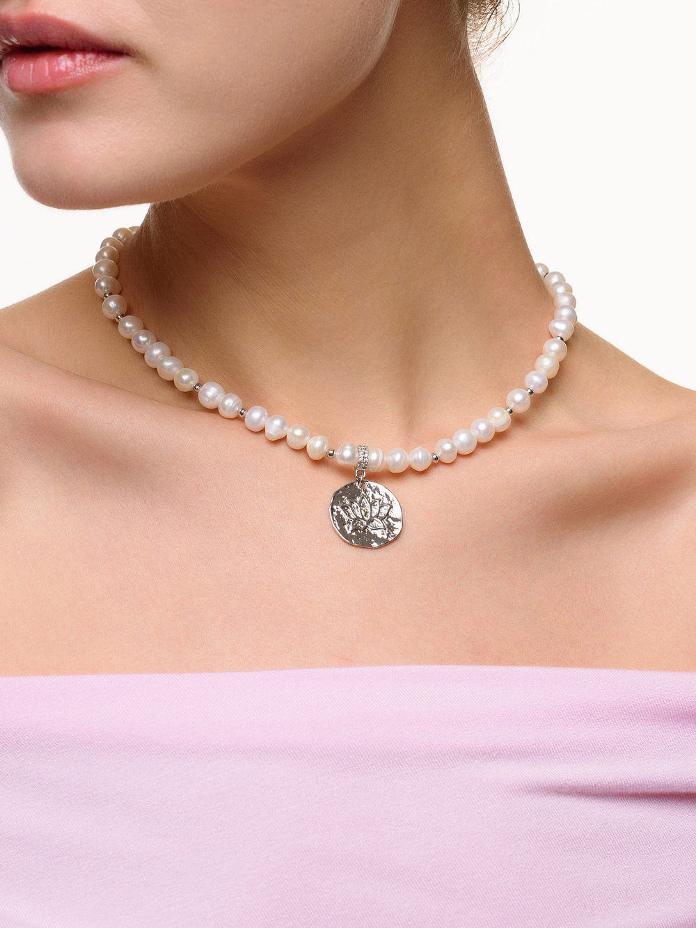 Чокер "Lotus pearl" Silver
