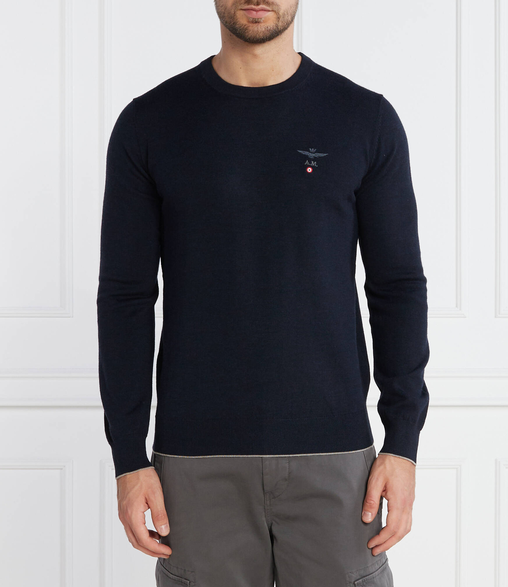 Хлопковый свитер Aeronautica Militare - темно-синий(MA1388L415)