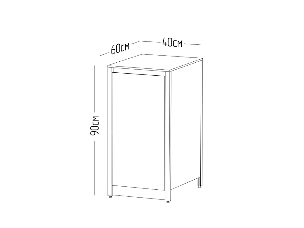 Шкаф напольный Lounge D-12, 40 см, черный/серый каспий